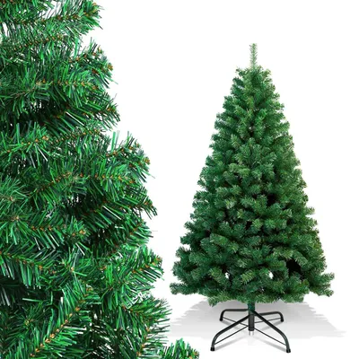 Obrázok produktu pre Vigevee, umelý vianočný stromček, výška 150 cm, s 400 vetvičkami z PVC, smrek s podstavcom, zelený umelý vianočný stromček