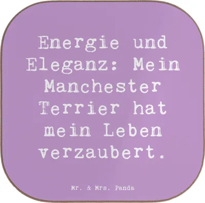 Produktbild von Mr. & Mrs. Panda Untersetzer Spruch Manchester Terrier Magie - Lavendeltraum - Geschenk, treuer Begleiter, Hunderasse, Hunderassen, Teeuntersetzer, Coaster, inspirierend