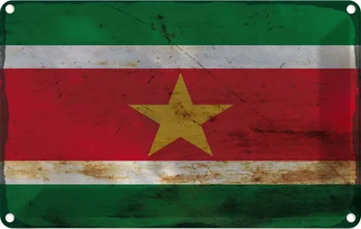 Produktbild von vianmo Blechschild 20x30 cm Suriname Rost Flagge Fahne Wappen