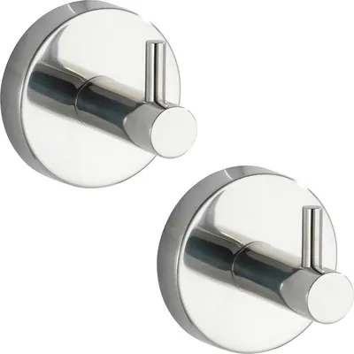 Produktbild von WENKO 2er Set Wand Haken Edelstahl Kleider Handtuch Halter BOSIO Bad WC Küchen