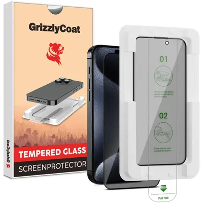 Produktbild von GrizzlyCoat AlignPro AntiSpy Panzerglas Displayschutz für iPhone 15 Plus - Blickschutz
