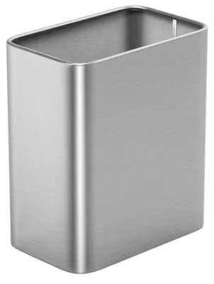 Image de Petit poubelle de salle de bain, 8 litres, en acier inoxydable argenté, modèle ouvert, 2,1 gallons