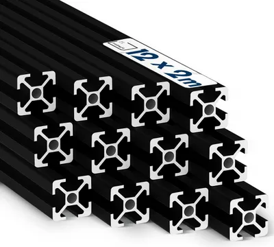 Produktbild von Alu Profil 12 Stück 20x20mm 2m System-, Montage-, Konstruktionsprofil Nut 6 schwarz