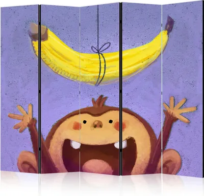Produktbild von 5-teiliger Einseitiger Vlies Paravent - Bananana II 225x172 cm Für Kinder e-B-0035-z-c