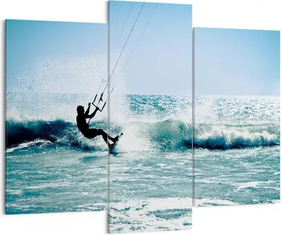 Produktbild von Bild auf Leinwand - Leinwandbild - Drachen-Surfen Wasser Ozean - 130x100cm - Wand Bild - Wanddeko - Leinwanddruck - Bilder - Kunstdruck - Wanddekoration - Leinwand bilder - Wandkunst - CB130x100-2385