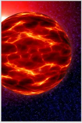Produktbild von Wallario Wandbild Abstrakter Planet im Weltall in glühendem rot, Größe: 61 x 91,50 cm, Poster mit weißem Aluminiumrahmen
