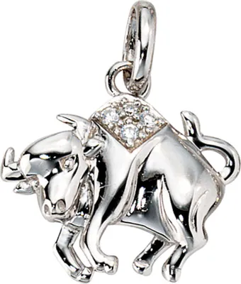 Produktbild von Sternzeichen Stier Anhänger mit Zirkonia 925 Silber rhodiniert Damen