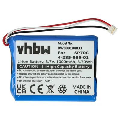 Produktbild von vhbw Akku Ersatz für Sony 4-285-985-01, 4-435-245-01, SP70C für Spielekonsole (1000 mAh, 3,7 V, Li-Ion)