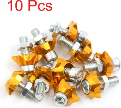 Image de 10pcs boulon vis 6mm dia filetage plaque immatriculation décor ton or moto auto