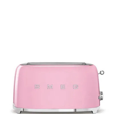 Produktbild von SMEG Langschlitztoaster mit Brötchenaufsatz 2 Scheiben Hochglanz, 2 lange Schlitze, für 2 Scheiben, 15000,00 W, Auftauen, Rösten, Stopp - Pink