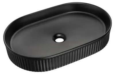 Zdjęcie produktu dla Umywalka Nablatowa Ceramiczna 56X36 Cm Czarny Mat Owalna