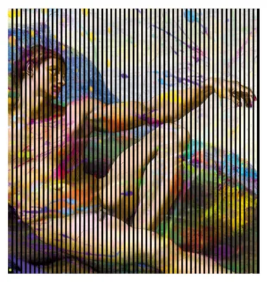 Produktbild von Akustikpaneele mit Digitaldruck Michelangelo02 19 x 2253 x 2400 mm Michelangelo Gemälde MDF PET-Fasern Wandpaneele Grau Bunt 4 Einzelplatten