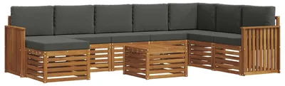 Produktbild von vidaXL Outdoor-Sofagarnitur mit Kissen 9 pcs Natur und Anthrazit