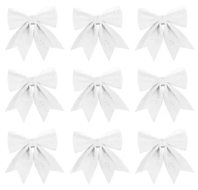 Produktbild von Weihnachtsbänder Weihnachtsschleifen Christbaumschmuck - 9 Stück - Weiß - 15 x 12 cm - Für Weihnachtsbaum und Geschenke