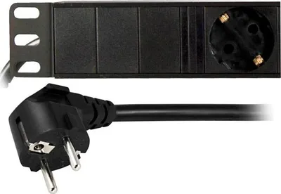 Immagine prodotto di Presa di corrente Deltaco, 6xCEE 7/3, 1xCEE 7/7, cavo 2m - Nero
