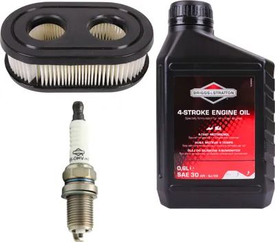 Obrázok produktu pre Súprava na údržbu kosačky BRIGGS&STRATTON olej 0,6 l + zapaľovacia sviečka + filter