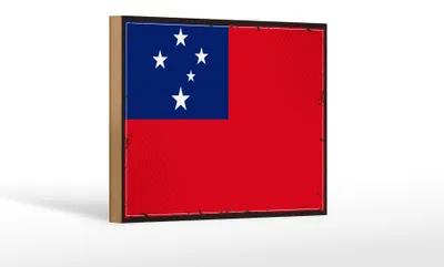 Produktbild von Holzschild Flagge Samoas 18x12 cm Retro Flag of Samoa Dekoration