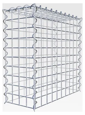 Produktbild von Gabione zur Höhenvergrößerung (L x H x T cm: 50 × 50 × 20) – Steinkorb aus 4 mm Draht, Spiralverschluss – ohne Bodengitter – Gabionenzaun