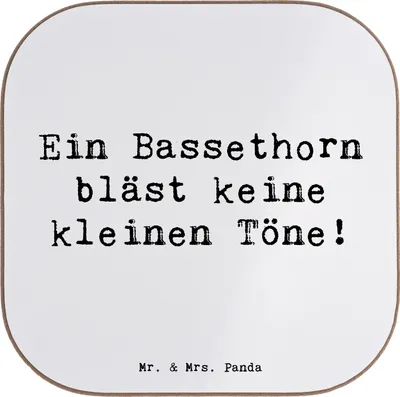 Produktbild von Mr. & Mrs. Panda Untersetzer für Gläser Spruch Bassethorn Klänge - Weiß - Geschenk, Tischuntersetzer, Coaster, Lernen, Instrument, Holzblasinstrument, Musiker, Musik