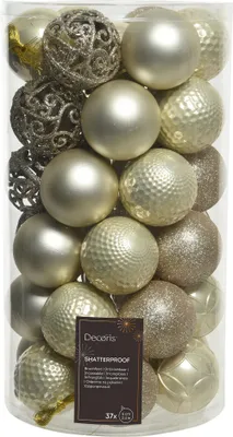 Produktbild von Weihnachtskugeln Kunststoff Ornamente 6cm perle, 37er Set