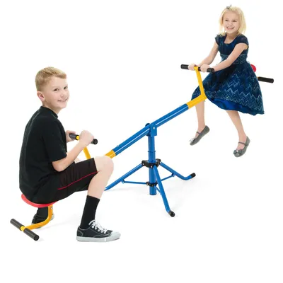Produktbild von COSTWAY 2 Sitzer Schaukelwippe, Gartenwippe 360° drehbar, Kinder Wippe bis 60kg belastbar, Kinderwippe Metall Karussellwippe ideal für Kinder 3-8 Jahren