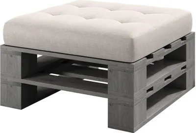 Produktbild von Lermowood Palettenmöbel Mp Hocker 80 x 60 x 40 cm Grau | Europaletten Indoor und Outdoor Lounge Gartenmöbel Holz Gartenmöbel Set Lounge Möbel Terrasse Balkon Loft Stil Paletten