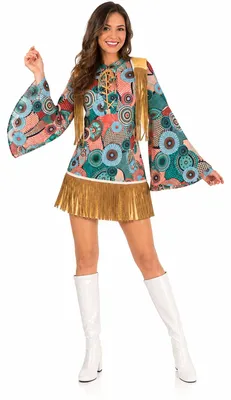 Produktbild von Retro Hippie Kostüm Breanna mit Fransen für Damen Größe: 32/34
