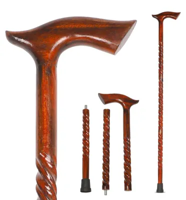 Immagine prodotto di Bastone da passeggio in legno ergonomico con punta in gomma