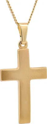 Produktbild von Gold Anhänger Kreuz mit Goldkette massiv 585 - 14 Karat Gold 36 cm