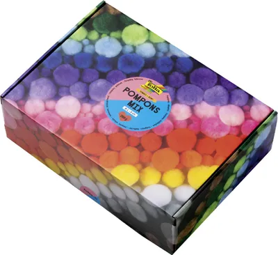 Produktbild von folia Pompons-Mix Bunt Jumbobox 200 g sortiert