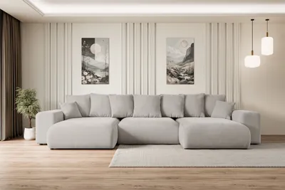 Produktbild von ALTDECOR Ecksofa mit Schlaffunktion und Bettkasten Corner Sofa Eckcouch Couch U-Form universal, links/rechts angeordnet Schlafcouch Ausziehbar Wohnlandschaft  ESKAR-U -364x176x72 cm Hellbraun