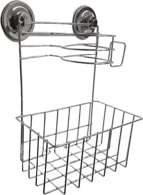 Produktbild von Badezimmerregal mit Fönhalter WALLPO 33x24,5 cm, silber