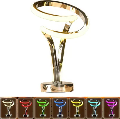 Produktbild von RGB LED Nachttischlampe dimmbar, 7 Farben Touch, Spiral Design 10W, warmweiß 3000K, moderne Tischleuchte für Schlafzimmer Wohnzimmer