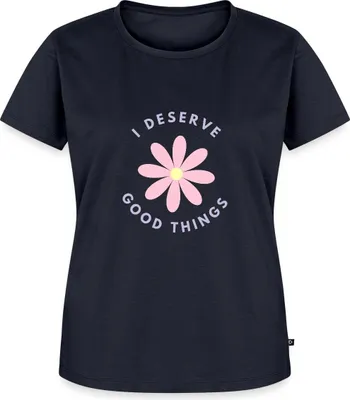 Produktbild von Spreadshirt I Deserve Good Things Statement Hippie Spruch Blumen Frauen Premium T-Shirt, M, Navy