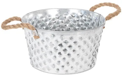 Produktbild von Zink Dekoschale Vintage mit Seilgriffen für Pflanzen und Kerzen