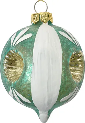 Image de Clayre & Eef Boule de Noël Ø 5x7 cm Bleu Blanc Verre