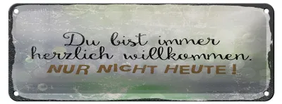 Produktbild von Blechschild du bist immer willkommen nur nicht, 27 x 10 cm, Blechschilder Spruch Glück Weisheit