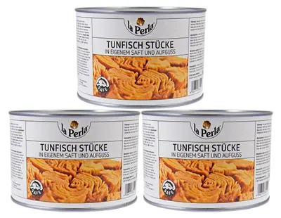 Produktbild von La Perla Thunfischstücke in eigenem Saft und Aufguss 1705g 3er Pack
