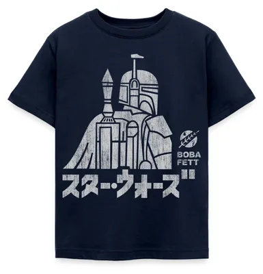 Produktbild von Star Wars: Mandalorian Boba Fett Kinder T-Shirt, 110/116 (5-6 Jahre), Navy