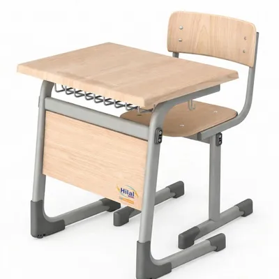 Immagine prodotto di Set di mobili scolastici: panca scolastica con sedia, effetto legno, struttura in metallo robusta