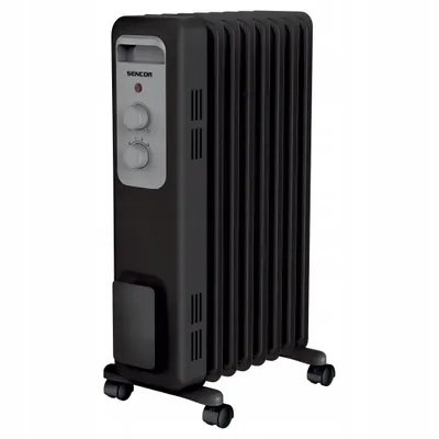 Image de Chauffage électrique Chauffage au fioul 1500W Noir Huile Remplie Radiateur électrique à fioul Chauffage mobile