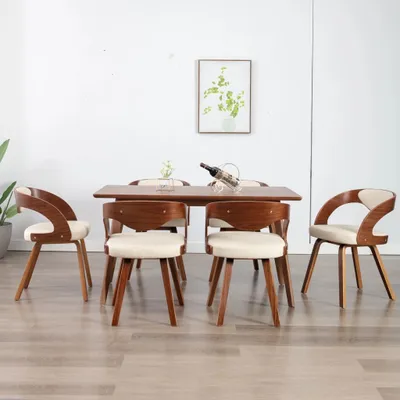 Immagine prodotto di vidaXL Sedie da pranzo 6 pz. Legno curvo crema e Pelle finta