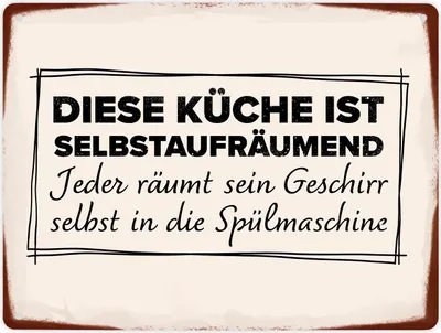 Produktbild von Diese Küche ist selbstaufräumend Metallschild XL in 21x28 cm für den Haushalt
