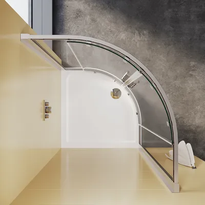 Produktbild von SONNI Viertelkreis Eckeinstieg 90x90 cm Runddusche Schiebetür Duschabtrennung Duschkabine