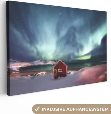 Produktbild von OneMillionCanvasses® - Leinwandbilder - 140x90 cm, Nordlichter - Himmel - Nacht, Wandbilder Kunstdruck Wanddekoration