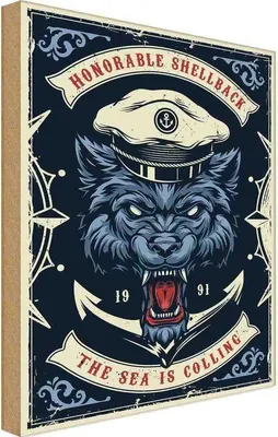 Produktbild von vianmo Holzschild 18x12 cm Seefahrt honorable shellback sea Dekoration