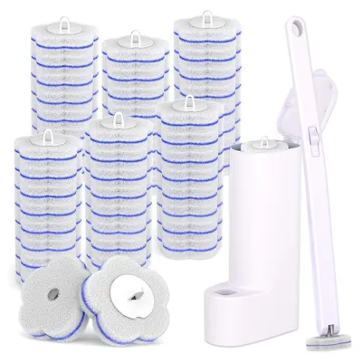 Produktbild von Einweg-Toilettenbürsten-Set mit 48 Reinigungspads für die Badezimmerreinigung