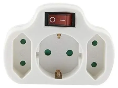 Immagine prodotto di Ciabatta multipresa con interruttore, tripla, 1 presa Schuko + 2 prese europee