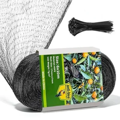 Zdjęcie produktu dla Siatka przeciw ptakom ogrodowa 6X10 m zestaw 100 opasek ochrona
