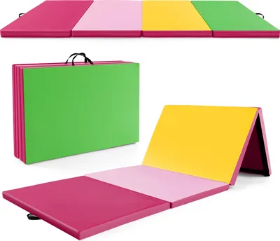 Produktbild von GOPLUS Gymnastikmatte faltbar, 300×117 cm Sportmatte mit 2 Tragegriffen & Klettverschlüssen, Bodenmatte für Gymnastik, Yoga & Spielen, Kampfkunst